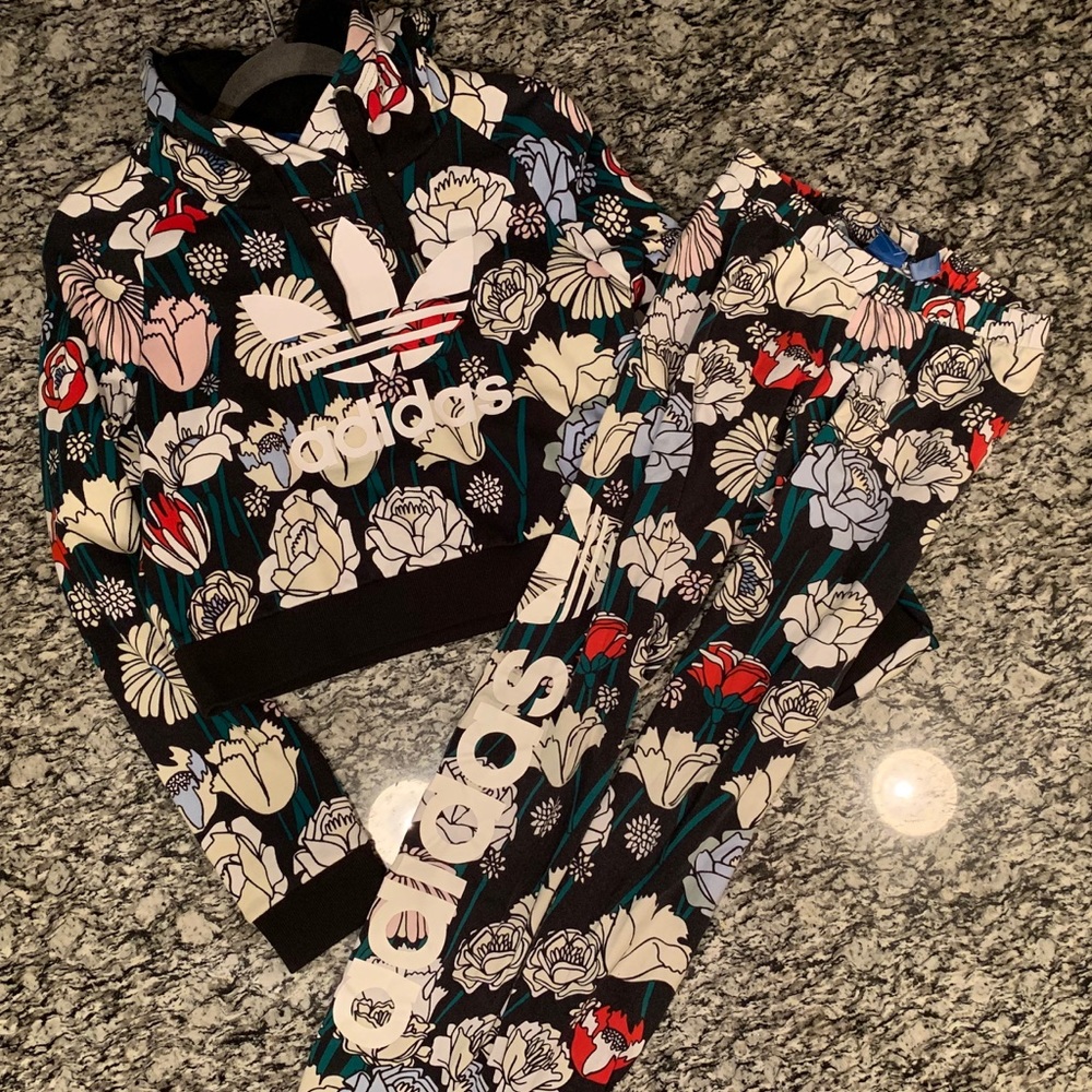 Adidas Crop Hoodie Set